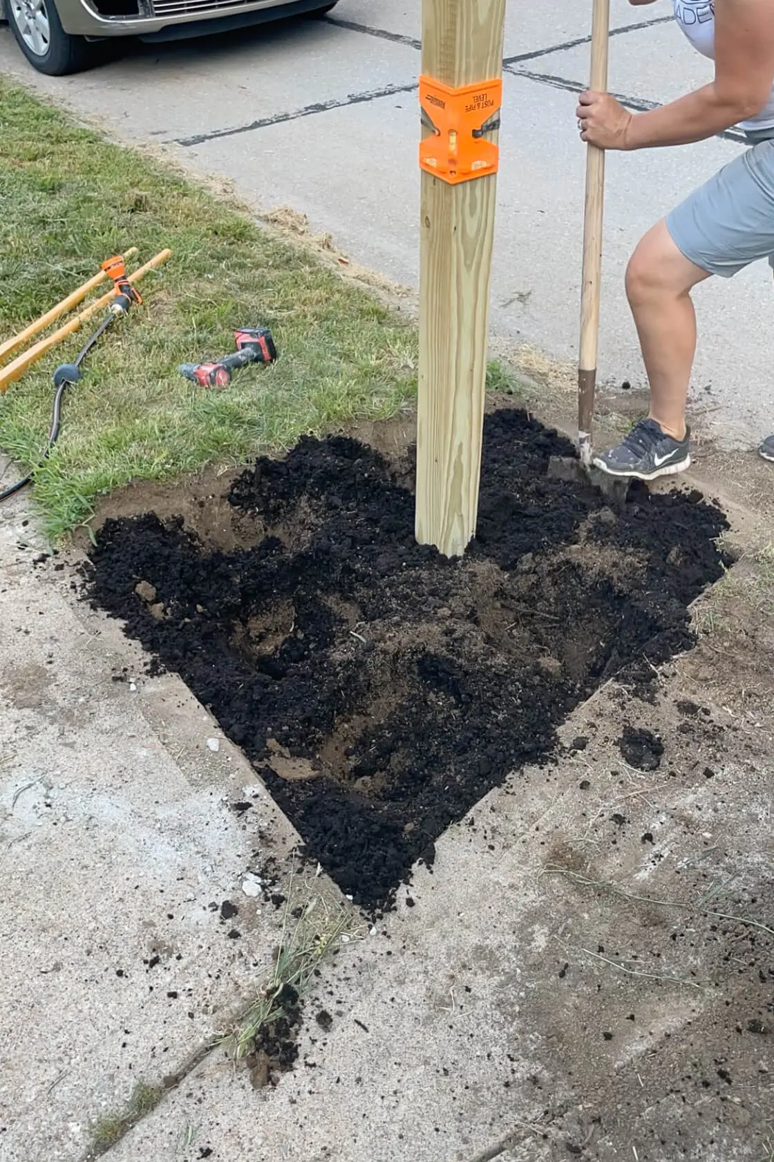 Adding fresh dirt for landscaping.